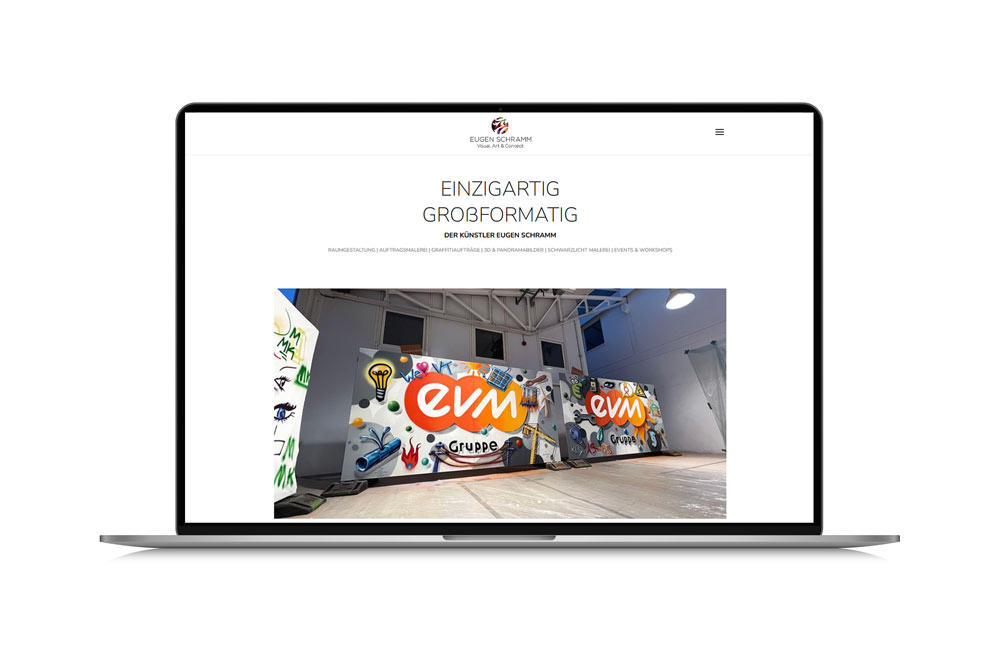 Portfolio-Website für Künstler Eugen Schramm — zweisprachig, WordPress, Divi