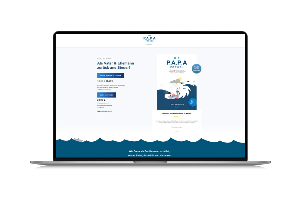 Screenshot der Buch-Landingpage papaformel.de